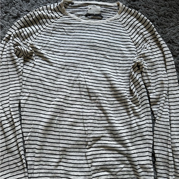 Selected linen L/S striped crew neck - Picture 3 of 4